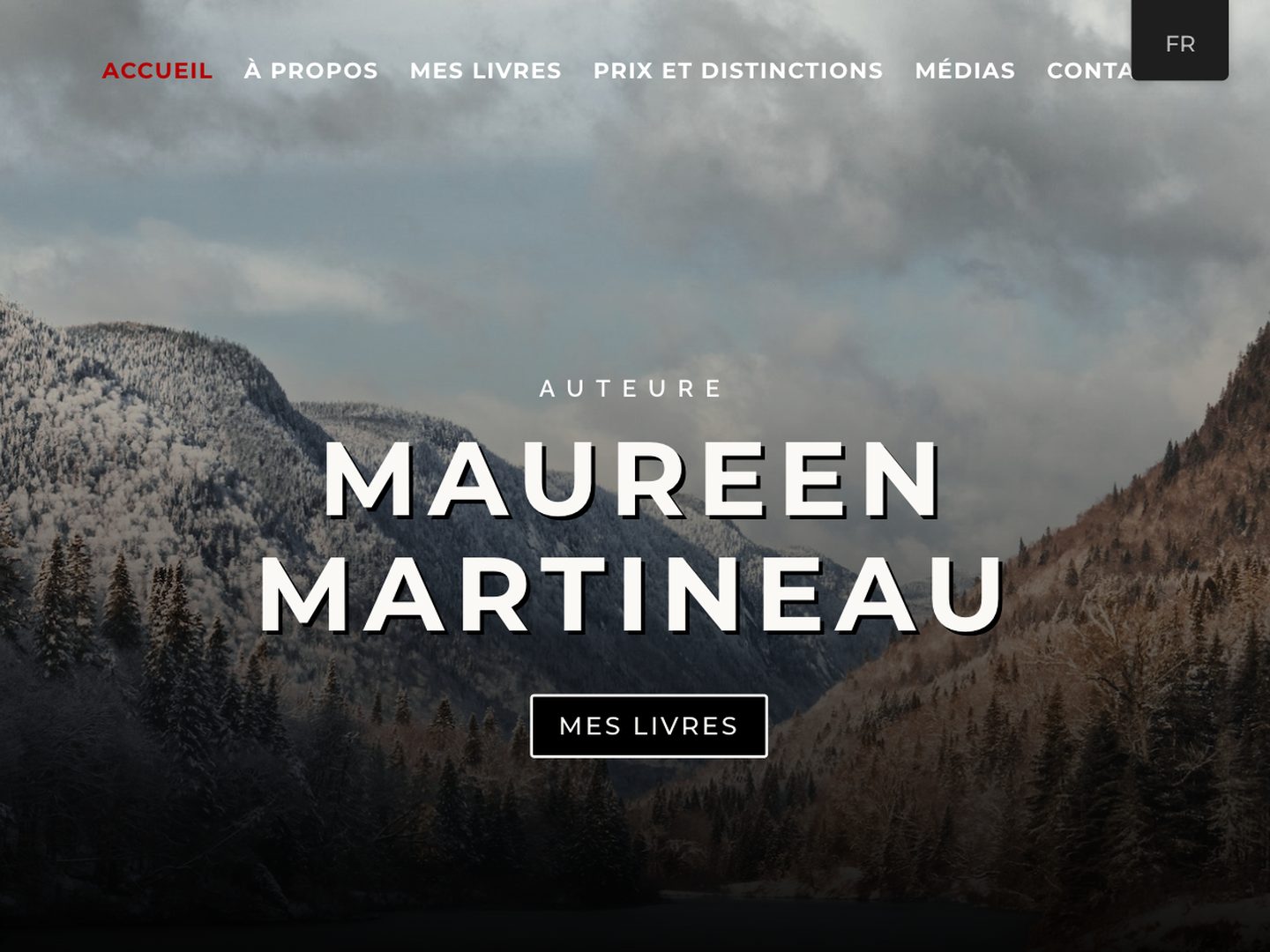 Page d’accueil du site de Maureen Martineau, auteure